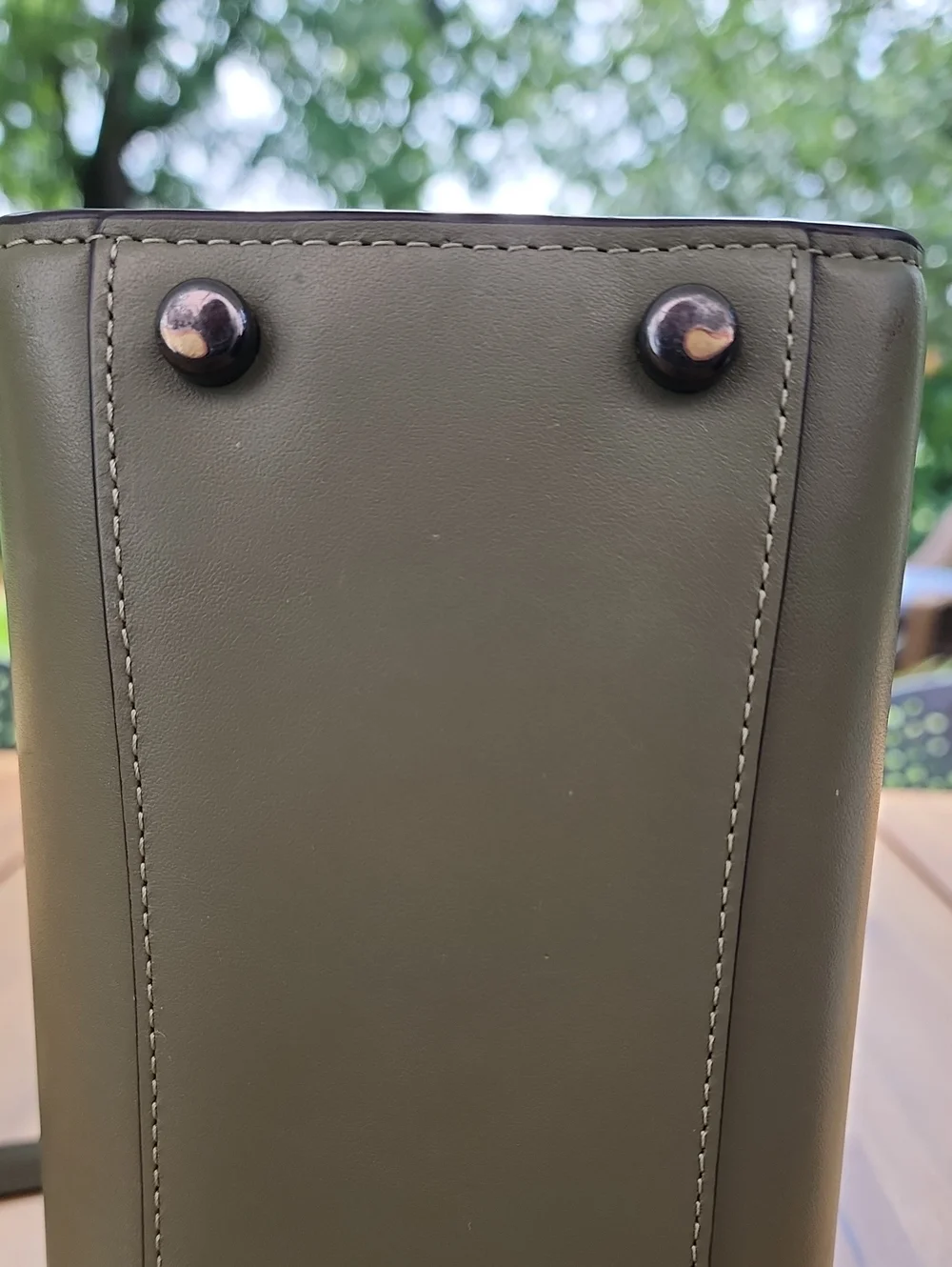 Coach Andrea Carryall Bag Leather Military Green Satchel Crossbody CP081